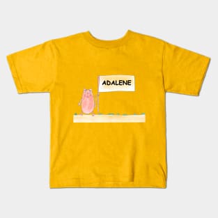 ADALENE name. Personalized gift for birthday your friend. Cat character holding a banner Kids T-Shirt